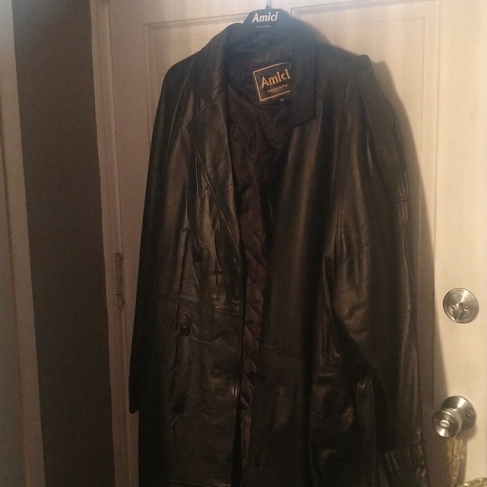 Full length leather coat